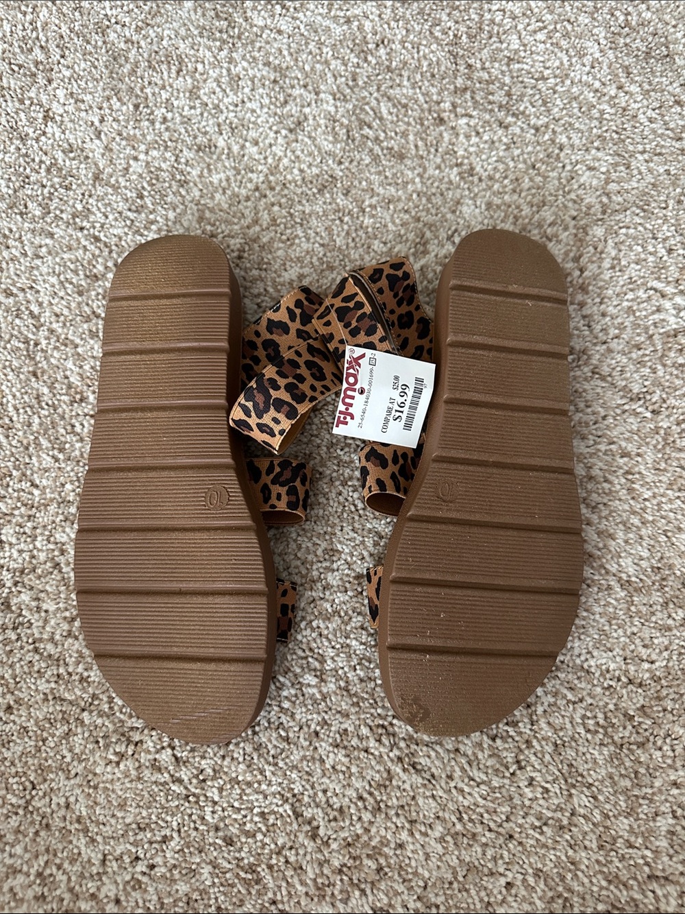 Leopard Print Strappy Sandals - Brown & Black - Picture 2 of 2
